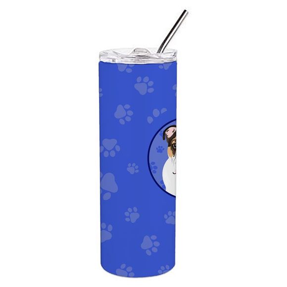 English Bulldog Tricolor #3  Stainless Steel 20 oz Skinny Tumbler, Blue - Picture 2 of 4